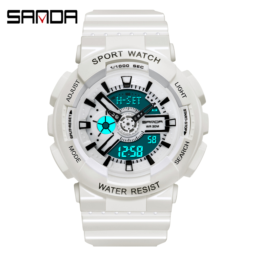 Outdoor Sport Watch - Sanda-Montre numérique blanche de sport en